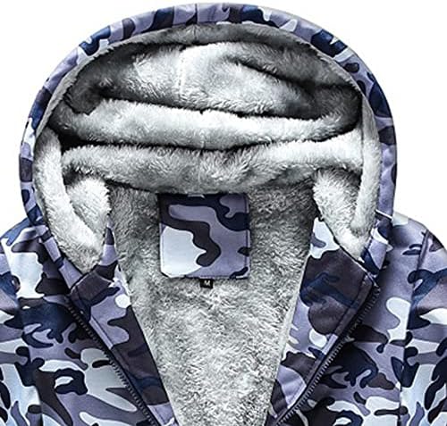 Zemub Sportswear Suit Men Inverno A quente manga longa de luvas grossas com capuz de luxo de luxo de lã Fuzzy calças camuflagem estampa