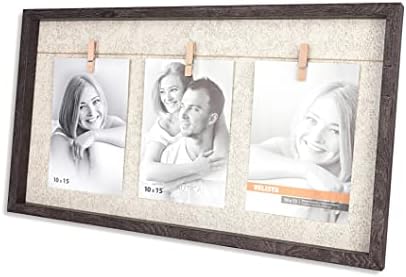 Velista Rustic Chanestin Picture Frame com 3 clipes - Quadro de colagem de clipe de madeira - Placa de exibição foto