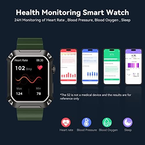 Blanche S2 Militar Smart Watch for Men Bluetooth Call 5Atm Smartwatch Rugged Rugged, de 1,83 ”, relógio esportivo ao