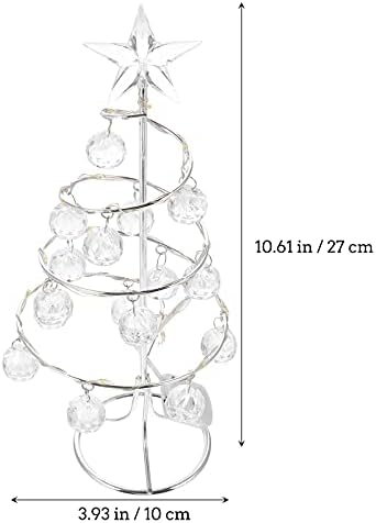 Jojofuny Christmas Ornament Display Tree Stand Spiral Witht Iron de Natal Lâmpada de árvore de Natal Arenamento de Natal Artificial com bolas de cristal para decoração de casa de férias de Natal