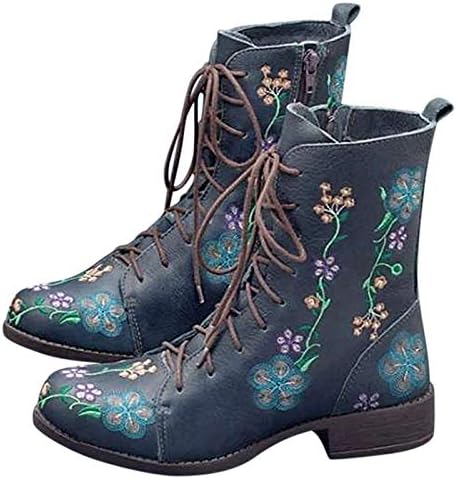 Botas para mulheres de salto baixo vintage inverno botas de inverno botas de couro botas de combate sapatos de vestido de festa
