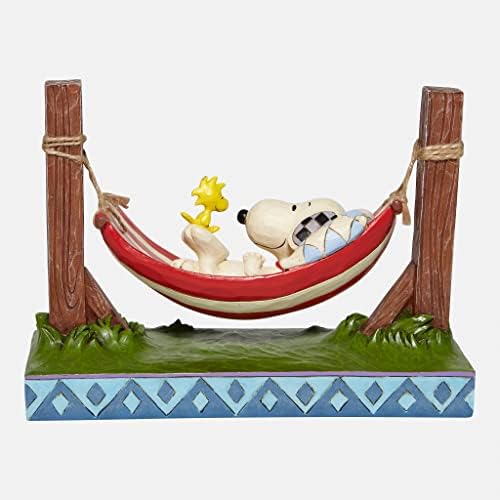 Peanuts Enesco de Jim Shore Snoopy e Woodstock descansando em estatueta de rede, 5,5 polegadas, multicolor