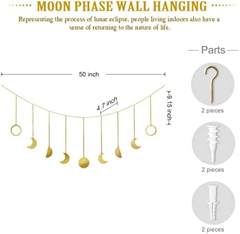 Mkono Macrame prateleiras penduradas e parede de fase da lua pendurada decoração de parede boho para quarto quarto de berçário