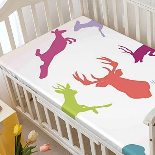 Antlers com tema Mini folhas de berço, lençóis de berço portáteis folhas de colchão macio para crianças macias para meninas meninas, 24 “x38“