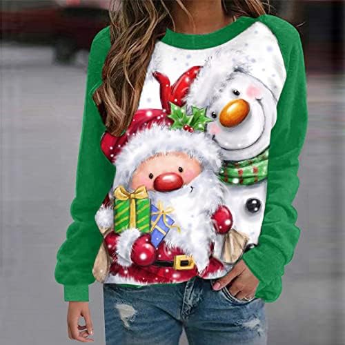 Túnica de Natal feminina Tops Moda 2023 Ano Novo Manga Longa Crewneck Sweaters