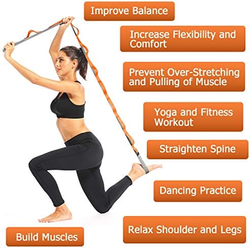 Cinta de ioga de Sumyoung, alça esticada com 12 loops, faixas esticadas não elásticas para exercício, fisioterapia, pilates, dança
