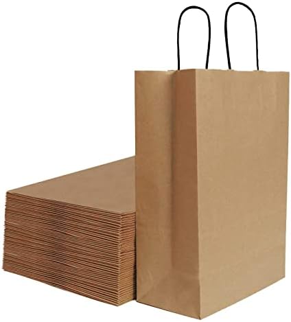 60 Pack Kraft Sacos de papel com alças a granel, sacolas de presente marrom, festas de aniversário de compras artesanais Favorias