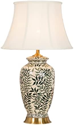 Lâmpada de mesa pós-tecido de cerâmica pastoral LED E27 Lâmpada de mesa para o estudo da sala de estar Estudo