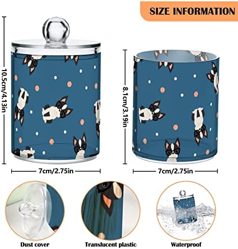 Boston Terrier Cotton Swab Suports Recipientes de banheiro Jarros com tampas conjuntos de algodão Ball Pad Round Solder Jar para