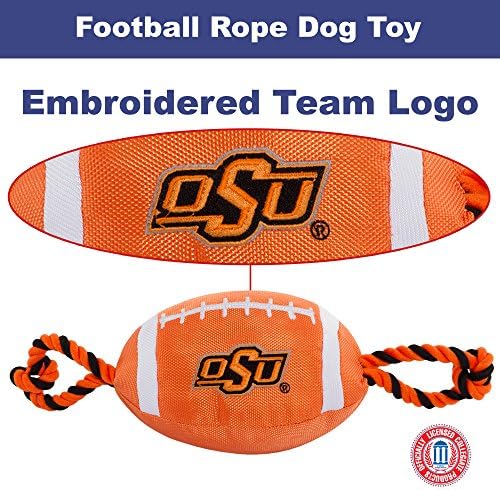 Pets Pets First NCAA Oklahoma State Cowboys Football Dog Toy, materiais de nylon de qualidade difícil, cordas fortes, squeaker interno,