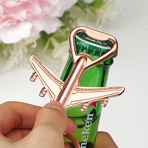 Honeydak 20 set Keychains de abridor de garrafas de avião com tags de cartol de agradecimento para o casamento de