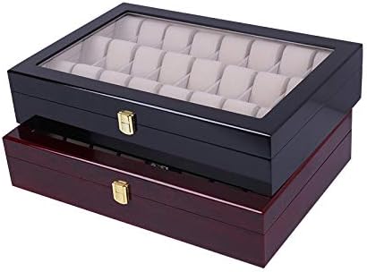 2019 Luxury 24 grades Caixa artesanal de assistência de madeira de madeira reclinada caixa de relógio Caixa de relógio Caixa