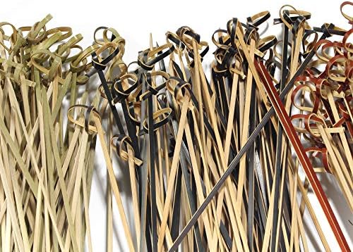 Bamboomn 3,5 Bamboo Green Knot Skewers Picks para coquetéis e suprimentos de festa de hors 'd'oeuvres, 100 peças