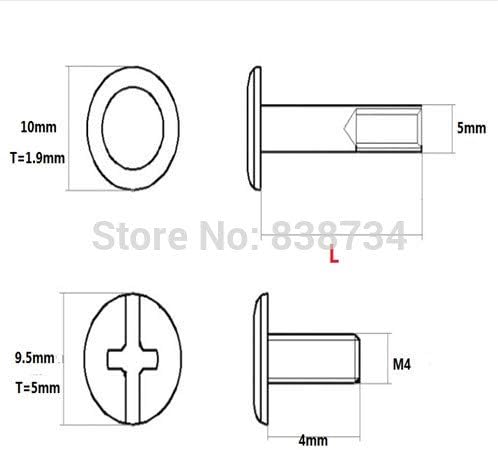 Parafuso 100pcs 58 mm de aço com parafuso de livro banhado a latão