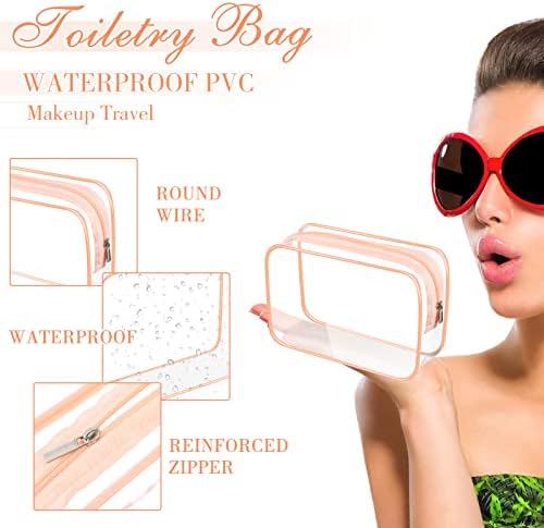 Hillban 16 PCs Sacos de cosméticos claros com zíper à prova d'água PVC Bolsa de maquiagem transparente de bolsas de maquiagem Bolsas