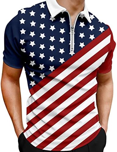 Camisas de pólo da bandeira dos EUA masculino Polo Patriótico 4 de julho Tee camise