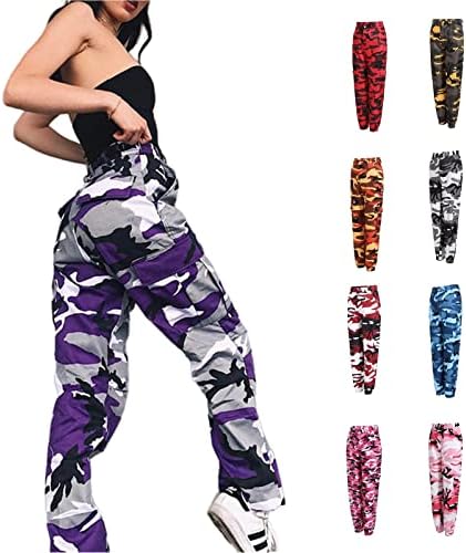 Calças de carga de camuflagem feminina de cintura alta slim fit camuflage camargger leggings ao ar livre harém calças calças calças