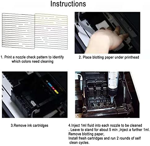Kit de limpeza de cabeçote de impressão para impressoras a jato de tinta HP/Brother/Epson/Canon WF-7710 WF-3640 7620 8600 8610 8620 WF-2750 WF-2650 ET-2750 ET-2650 C88 etc.