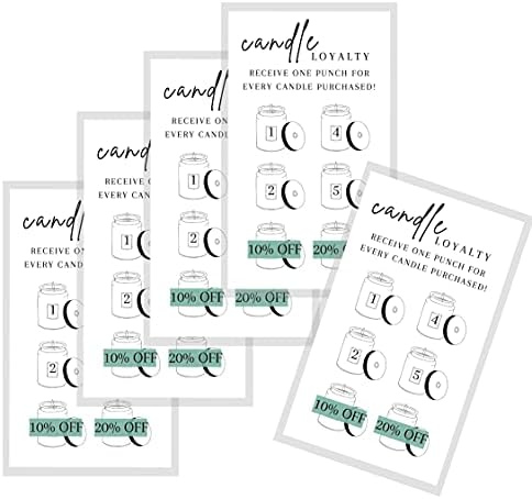 Crafters Cup Candle Felealty Punch Card | 50 pacote | Tamanho do cartão de visita 2x3,5 polegadas | Fabricantes de velas feitos