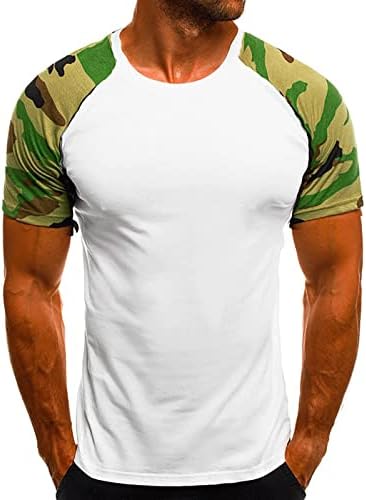 Camiseta de camuflagem masculina Camuflagem curta Camuflagem regular FID EM MILITO MILITY TOP ESTILO DE ESTILO ROUNO DE CHAMADORES
