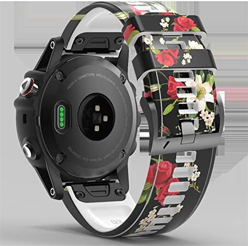 Tiras de pulseira KGDHB para Garmin Fenix ​​5 5x mais 6 6x Pro 935 945 3HR Smart Watch Printing Sports Silicone Watchband S Liberação rápida