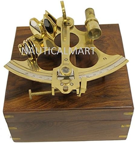 Sextant náutico de 6 de latão náutico sextant com caixa de madeira marrom