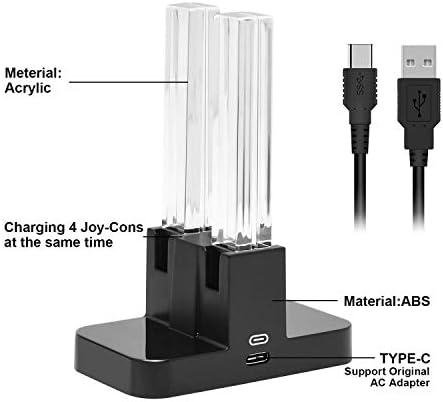 OG Joy Conb Charging Dock, 4 em 1 Estação de carregamento Stand para Nintendo Switch Joy-Con Controllers com o cabo de carregamento USB tipo C