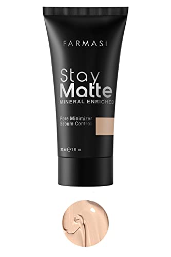 Farmasi Stay Foundation Matte, Matte Finish Foundation para uma aparência naturalmente sem falhas, semear, sem óleo e maquiagem de face de cobertura completa, 1 fl. oz / 30 ml