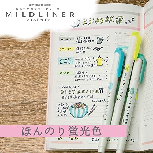 Zebra Mildliner WKT7-5C-N Highlighter, cores ligeiramente fluorescentes, 5 cores