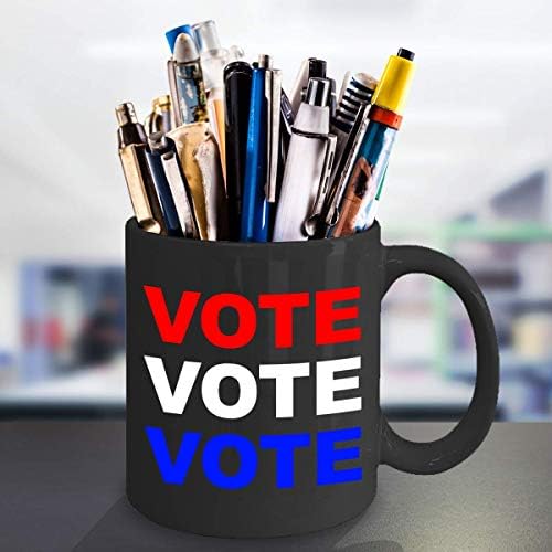 Vote caneca de café preto, camisa Joe Biden, eleições, votação, registro de eleitores, camiseta dos EUA, caneca de café, copo de vinho, copo