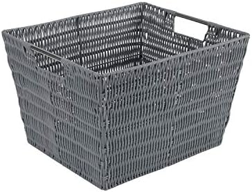 Simplifique cesta de armazenamento grande | Dimensões: 11,5 x 6,5 x 4,5 | Construção de fios de ferro | Carregar alças