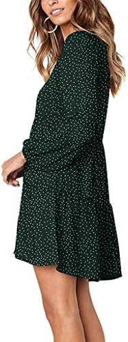 Pescoço quadrado feminino Um vestido de linha 3/4 mangas vestido de túnica xadrez de pescoço de manga longa Um vestido curto da linha