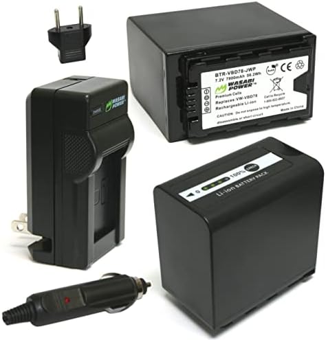 Wasabi Power 7800mAh Bateria e carregador para Panasonic VW-VBD58, VW-VBD78, AG-VBR89G e Panasonic AG-3DA1, AG-DVC30, AG-DVX200,