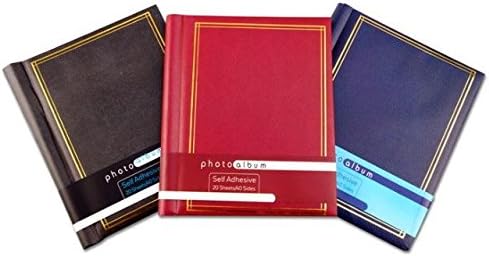 Auto adesivo álbuns de fotos, totalizando 20 páginas 40 lados preto vermelho ou azul, preto
