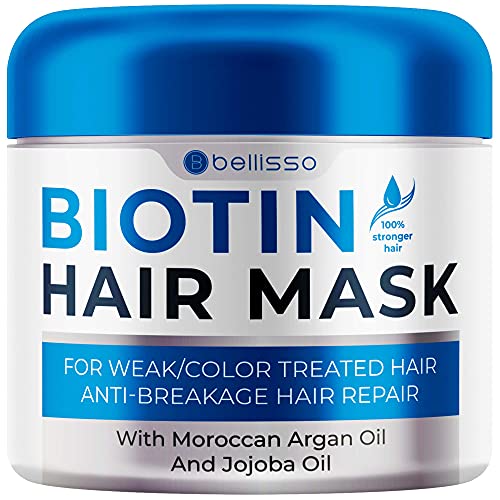 Bellisso Biotin Hair Condicionador Máscara com óleo de argan para cabelos danificados seco e massageador de couro cabeludo