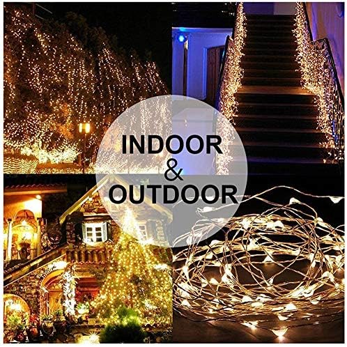 Luzes de fadas 100m 100Litadas com 8 modos e controle remoto, IP65 Luzes de Natal IP65 à prova d'água, Twinkle Firefly Lights Bateria operada para decoração de Natal externa em interior