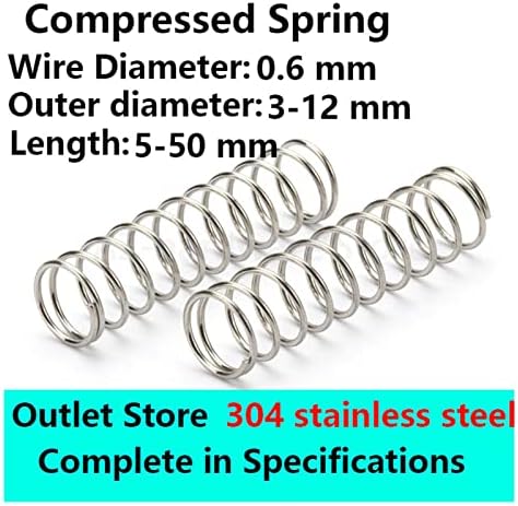 As molas de compressão são adequadas para a maioria dos reparos I 304 Aço inoxidável compressão Fio de mola de mola de 0,6 mm, diâmetro externo 3-12mm mola de compressão