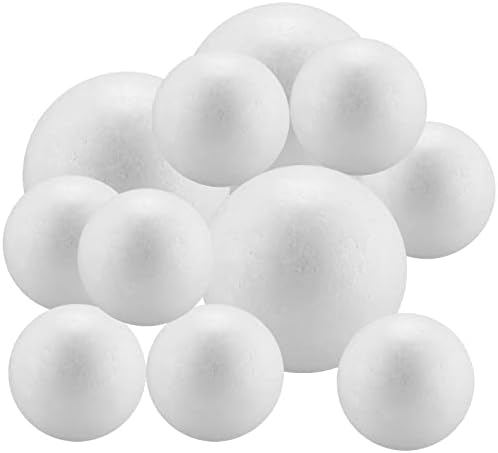 Keileoho 86 bolas de espuma artesanal, 2 polegadas 3 polegadas bolas de espuma branca, bolas de poliestireno de espuma redonda