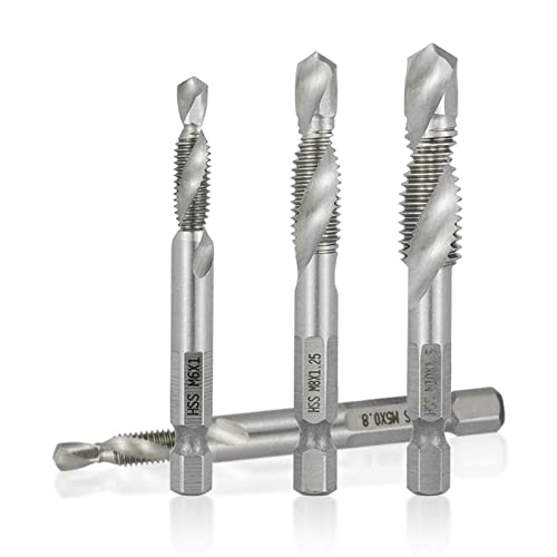 Tap métrica hexágica Tap combinada Tap e broca de flauta espiral HSS Freque para parafuso Torneira Torneira M3 M4 M5 M6