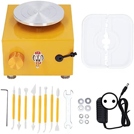 Mini roda de cerâmica, roda cerâmica em miniatura, velocidade ajustável de argila DIY, kits de escultura elétrica para