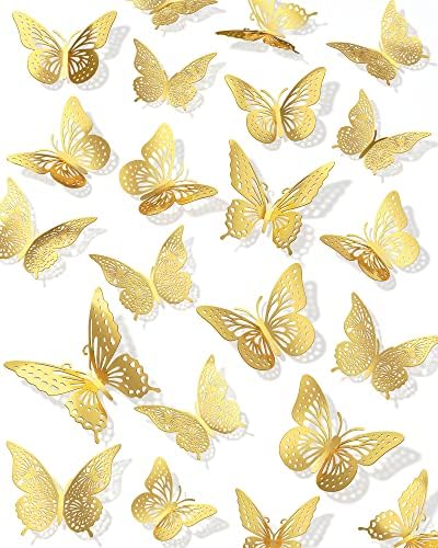 72pcs 3d Decoração de parede de borboleta, decorações de borboleta rosa, 3 estilos 3 tamanhos Removable Butterfly Wall Stickers Decoração de quarto para festa de aniversário para crianças quarto berçário decoração da sala de berçário