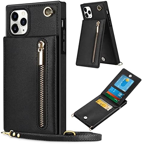 Vofolen para iPhone 11 Pro Max Case Zipper Capa com carteira com cartão de crédito Lanyard Crossbody Strap Women Girls