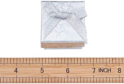 Fashewelry 24pcs Caixa de anel quadrado de prata 43x43x32mm Jóias de papelão caixas de presente Caixa de exibição