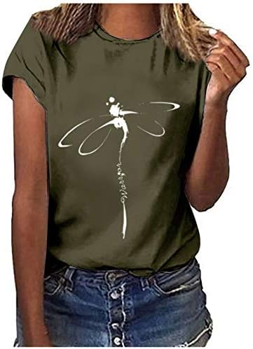 Camiseta gráfica para mulheres mangas curtas camisa de pescoço redonda túnica de ajuste relaxado