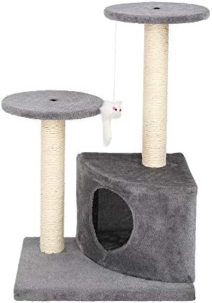 Árvore de gato sulive, 28 polegadas de torre de gatos com condomínios, postes de arranhões, casas de gatos para