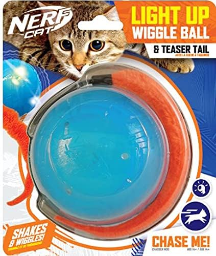 Nerf Cat 3.5in Wiggle LED Ball com cauda -azul/laranja