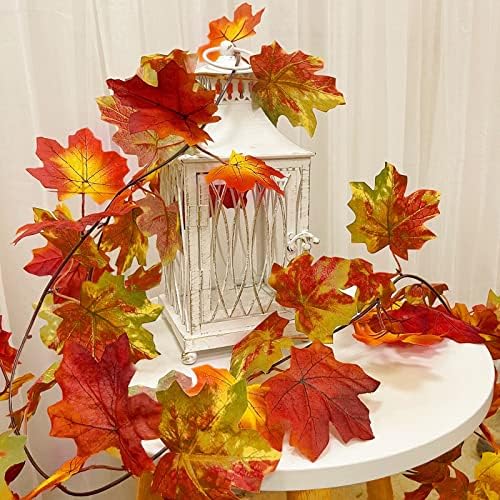 2 pacote de pacote de bordo folha de folhas decorações de ação de graças, total 11,8 pés de outono artificial folhas penduradas