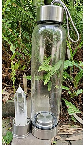Luckybamboo Natural Crystal Point Substituição para garrafa de água de cristal, quartzo rosa, ametista, fluorita, lapis lazuli, labradorita, opala para a cura da garrafa de elixir vara de obelisco