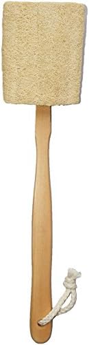 Escova de banho esfoliante natural de loofah luffa em um bastão - com longa pincel traseiro de madeira para homens e mulheres