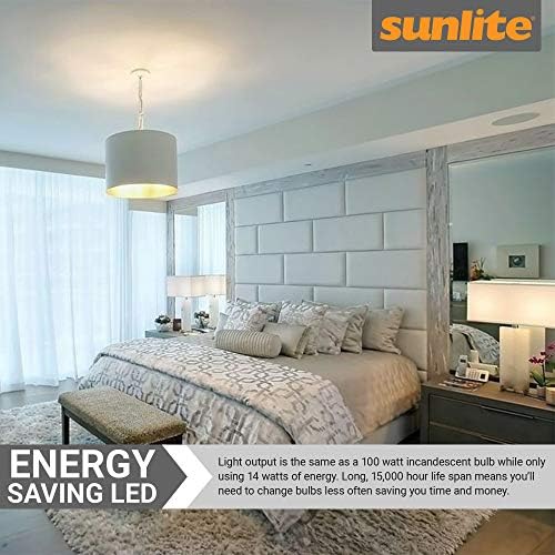 Sunlite 80599-Su liderou A19 super brilhante lâmpada, diminuição de 14 watts, 1500 lúmens, base média, UL listada, 1 contagem,
